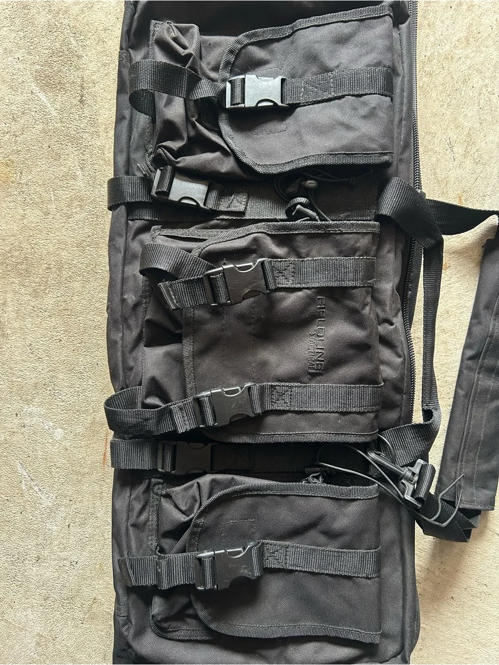 Men's Black Tactical Duffel Bag with Multiple Front Pockets